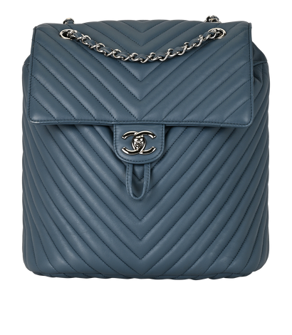 Backpack, £3,300, Handbags, Blue, Lambskin Leather, Front view